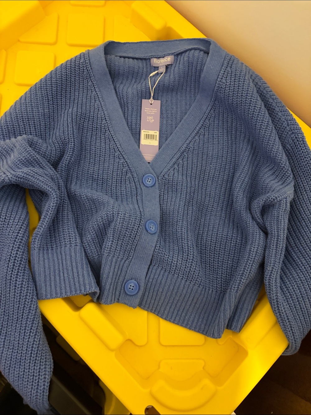 Blue V-Neck Button Front Women's Sweater